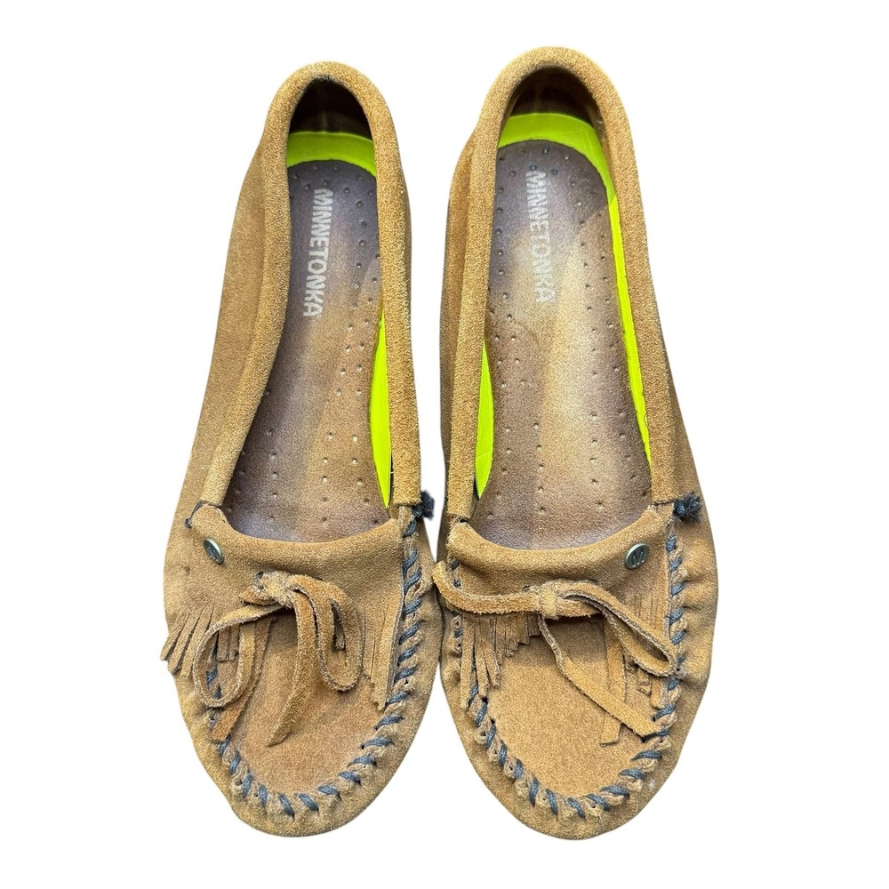 Minnetonka Shoes Womens Size 9.5 Brown Suede Fringe Driving Moccasins Flats